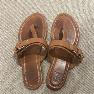 Tory Burch Tan Leather Thong Sandals